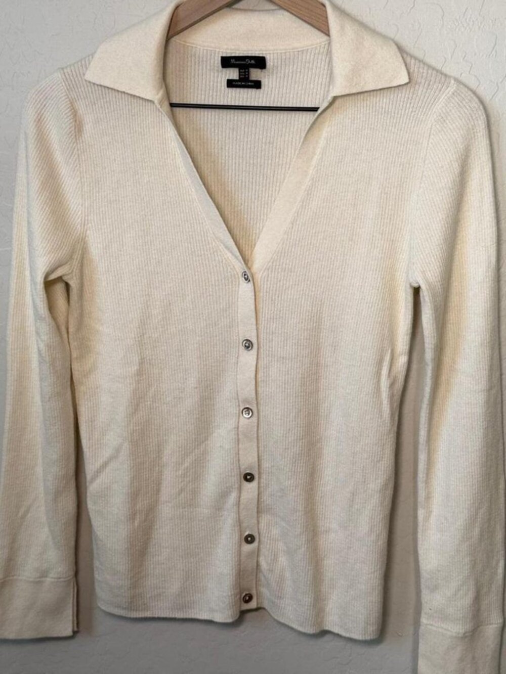 Massimo Dutti Ribbed Button Down Sweater Size M